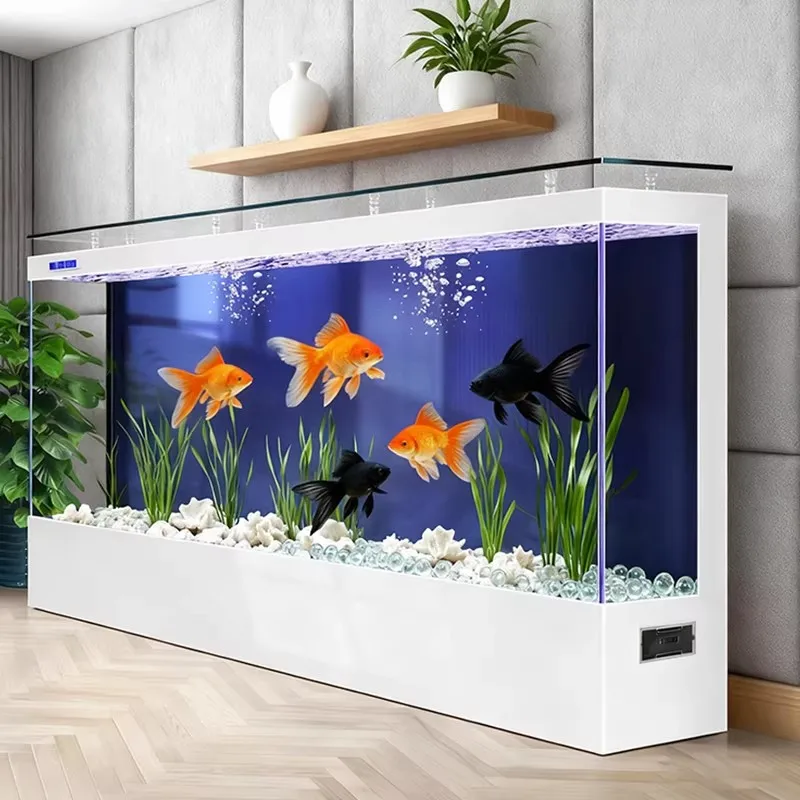 Household Modern Luxury Durable 500L Rectangle Glass Fish Tank Living Room Eco-Friendly Back Filter Ultra-Quiet Self-Cleaning