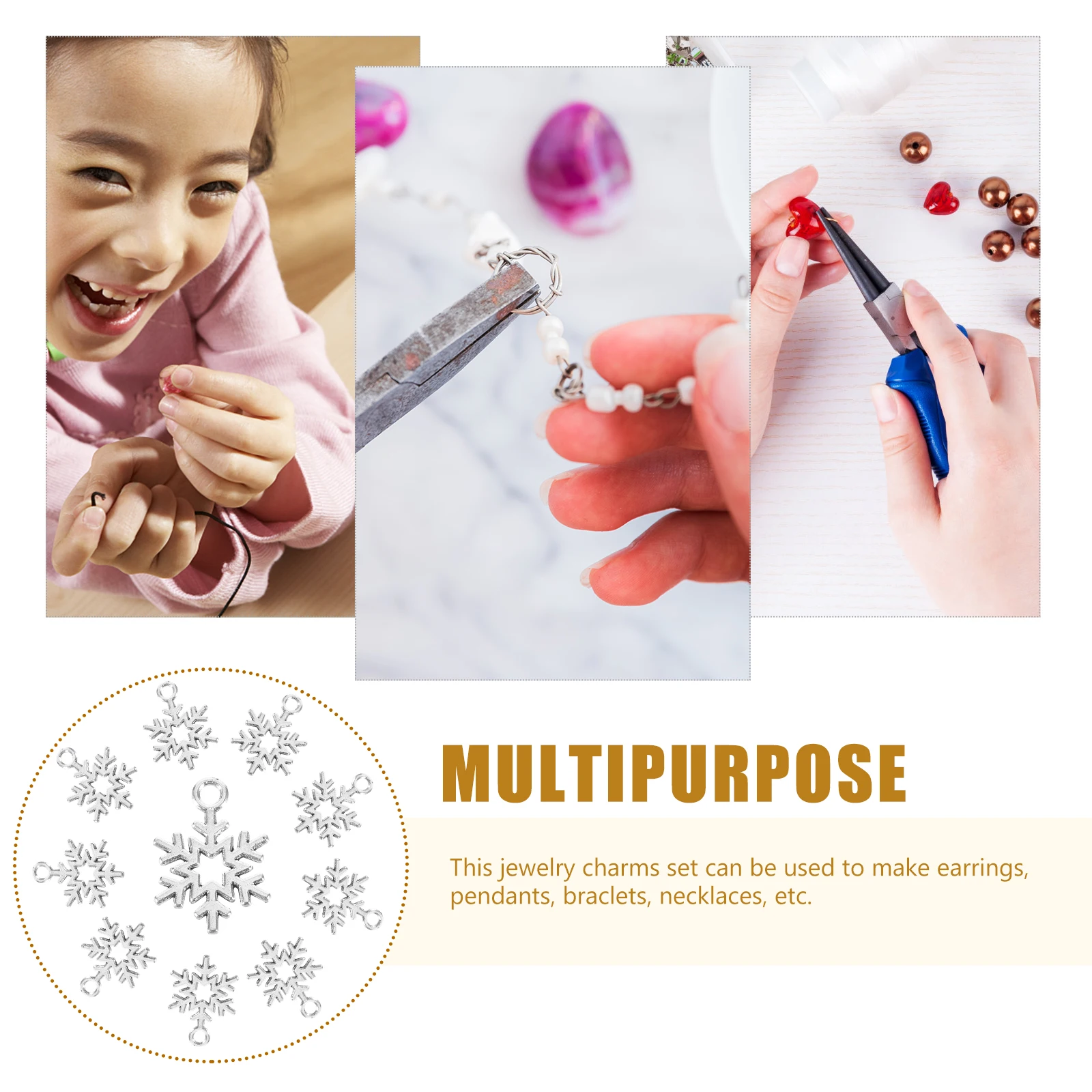 

100pcs Snowflake Diy Alloy For Jewelry Making Accessories Christmas Craft Bracelet Charms Small Charms Jewelry Making Decor