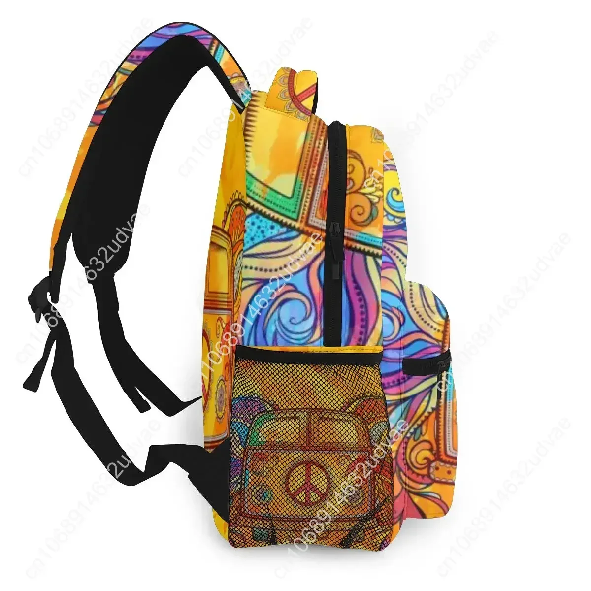 Plecak Damski Torba na Ramię Hippie Samochód Mini Van Retro Lata 60. Miłość Moda Torba Szkolna Dla Nastolatek Plecaki Torba Podróżna