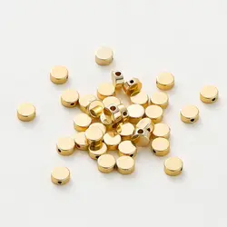 20pcs/bag 14K 18K Gold Color Plated Flat Round Necklace Spacer Beads Bracelet End Loose Beads For DIY Jewelry Making Supplies