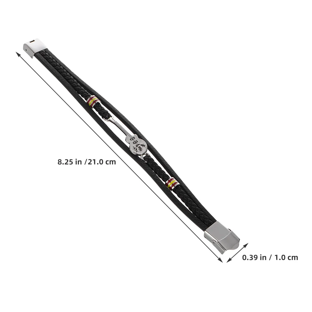 2 قطعة سوار الرجال نمط فاسق متعدد الطبقات معصمه الغيتار قابل للتعديل بولي Black الكفة السوداء مجوهرات الأطراف عادية مجوهرات بسيطة