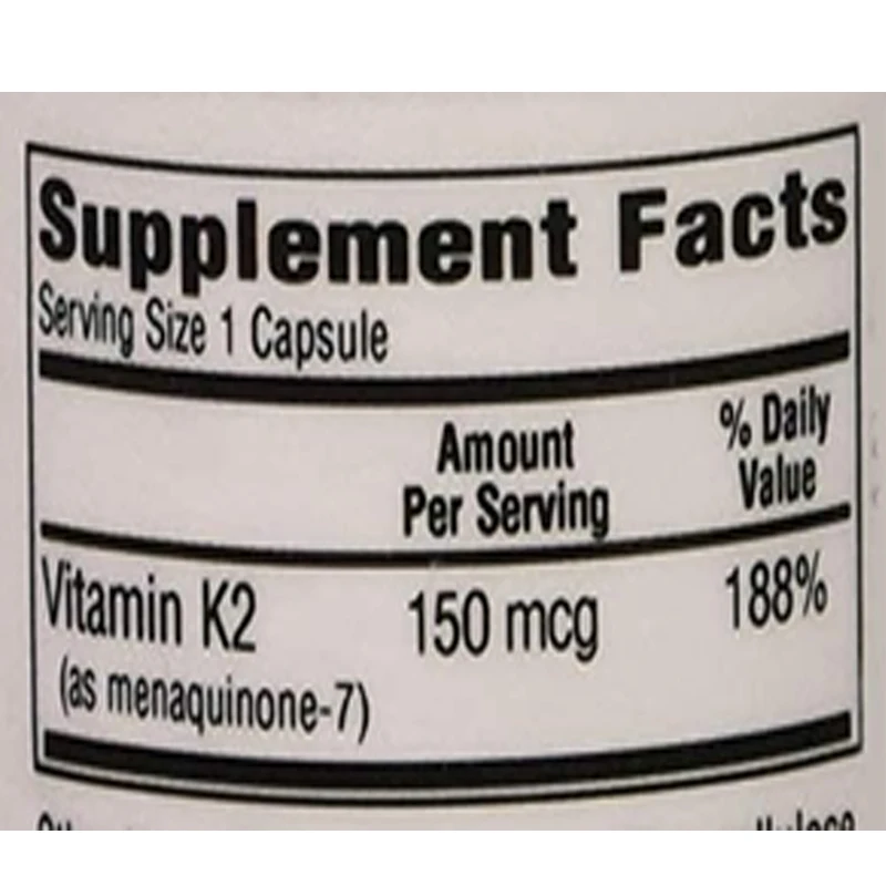 MK-7 (Vitamin K2), 60 Capsules of Vegetables, Supports Bone Health - Free of Dairy Products, Fish, Gluten, Peanuts, Shellfish