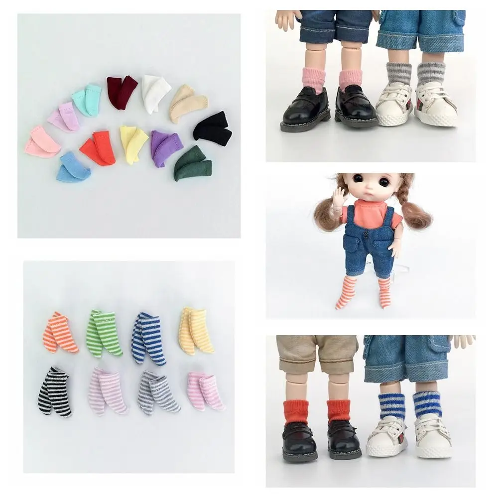 Cotton Ob11 Doll Socks Striped Short Doll Short Striped Socks Solid Color Various 1/12 Doll Socks Kids Toys