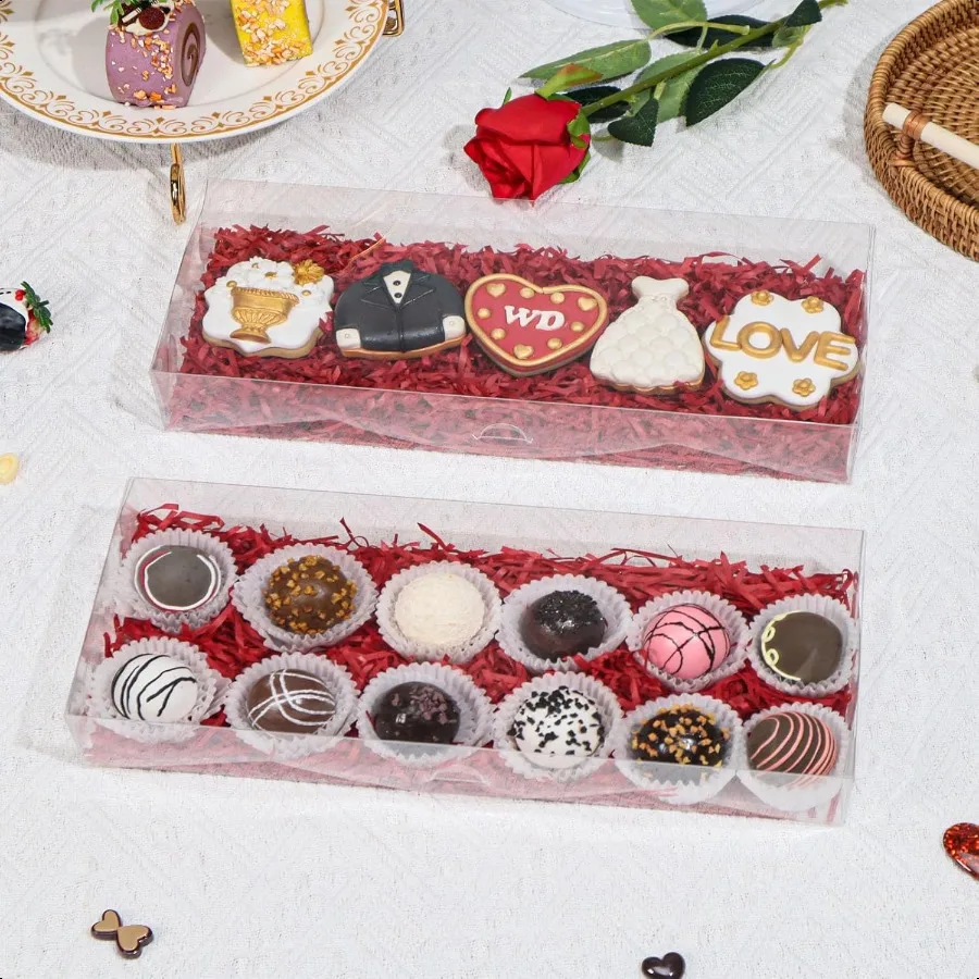 40 Buah Kotak Paskah Bening 12X5X2 Inci Kotak Roti Kotak Stroberi Berlapis Cokelat Kotak Truffle Cokelat Kue Cakesicle