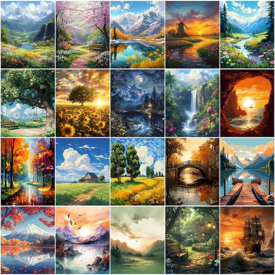 GATYZTORY Painting By Numbers With Frame Forest natural scenery Paintings On Number Drawing On Canvas Oil Art Adult Coloring Kit