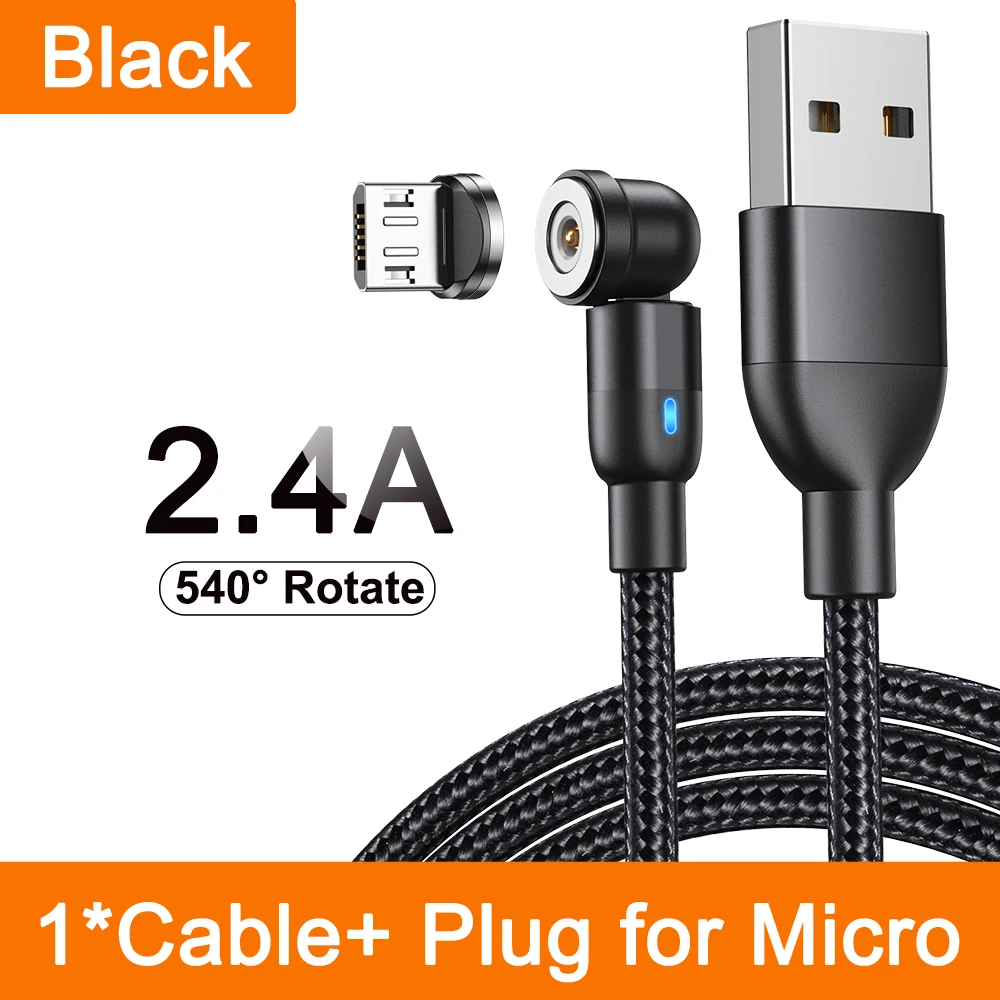 AUFU 540 Draaien Magnetische Type C Kabel 3 in 1 Snelle Oplaadkabel Voor iPhone Xiaomi Samsung Huawei Micro USB magneet Charge Wire