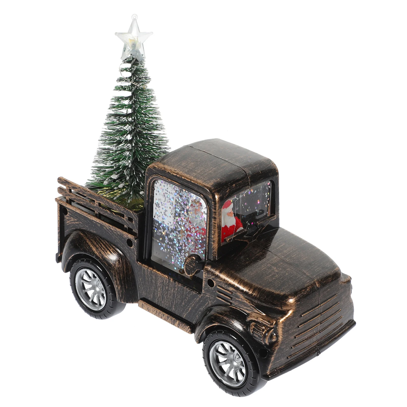 

Christmas Operated Santa Claus Tractor Scene Prop Mini Tree Tabletop Light Holiday Landscape Craft Gift