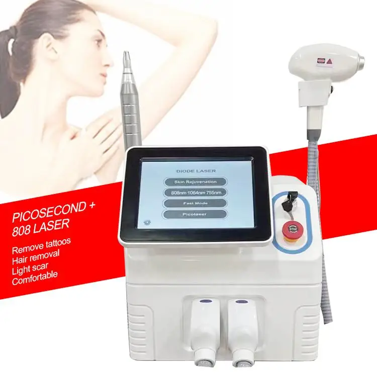 2023 new 2 in 1 808nm diode Laser hair removal q switched ndyag 755nm korea pico second laser tattoo removal machine