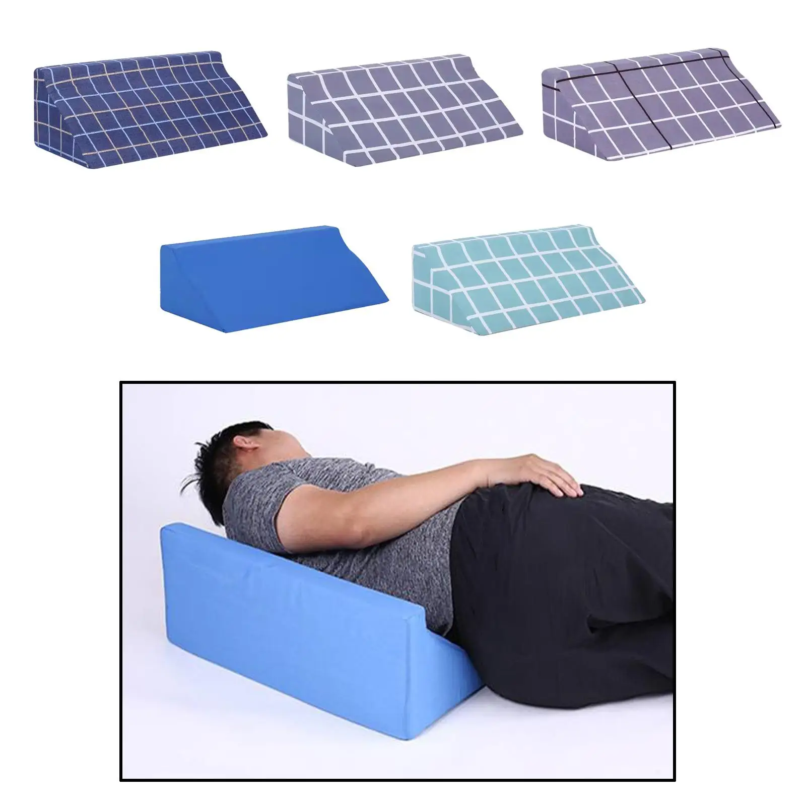 Back Support Cushion Foam Memory Soft Neck Triangle Rest Bed Multi-Function Acid Reflux Wedge Pillow Leg Bolster for Sleeping