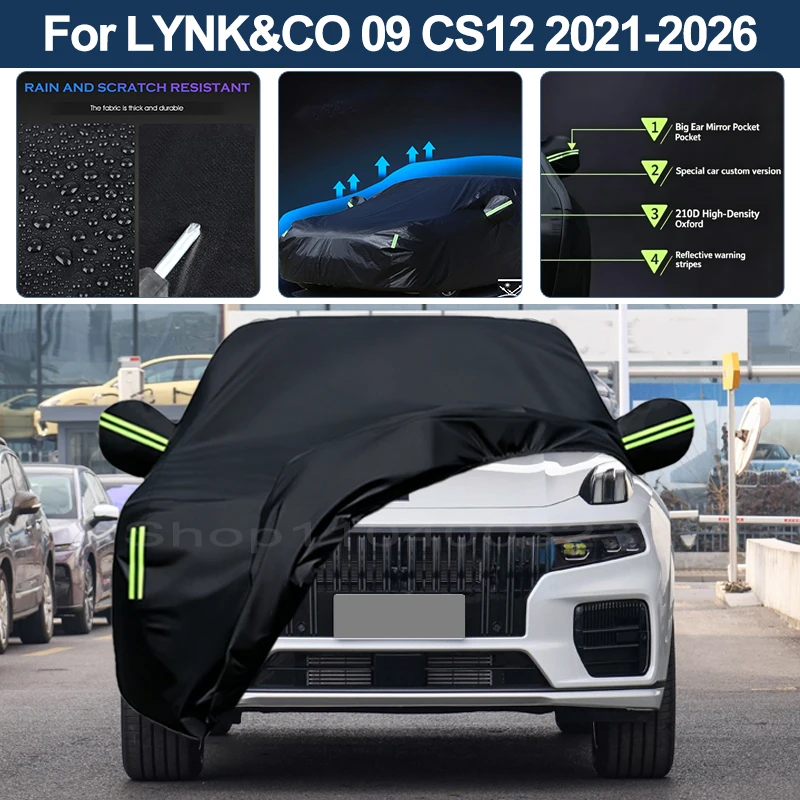 Auto Exterior Sun-Snow Protective Car Cover For LYNK&CO 09 CS12 2021-2026 Waterproof Dustproof Anti-UV Outdoor Cover