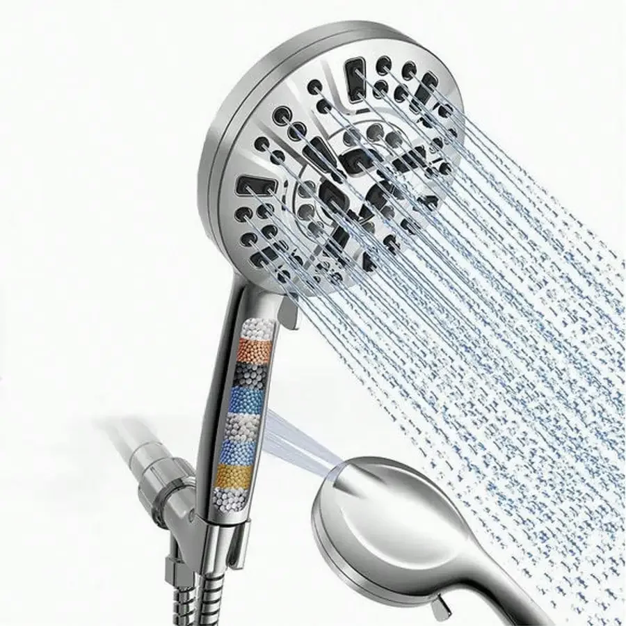 

2026 High Pressure Handheld Shower Head, 8 Function Multi-Mode Shower Sprayer, Plated Bathroom Water Nozzle With Back Side Spray Gun, Portable Bath Accessory For Home Bathroom