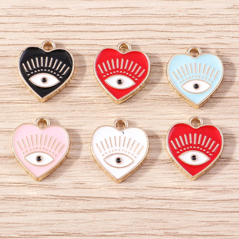 10 Stück niedliche, bunte Herzanhänger zum Basteln von Ohrringen, Halsketten, Armbändern, DIY-Bastelarbeiten und Schmuckzubehör – Detail 8