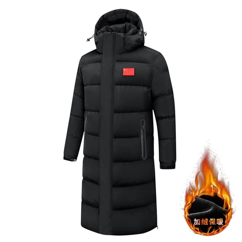 

New Winter Long Cotton Padded Jacket Outdoor Warmth Ant Crease Silk Cotton Winter Training Coat Fleece Thickened Cotton Padded