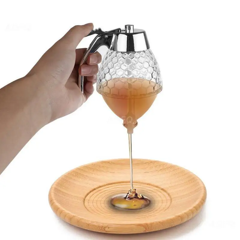 Squeeze Bottle Honey Jar Container Bee Drip Dispenser Kettle Storage Pot Stand Holder Juice Syrup Cup Kitchen Accessories