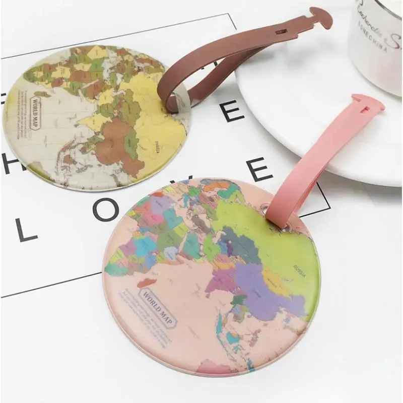 2024 Fashion Map Luggage Tag Women Travel Accessories Silica Gel Suitcase ID Address Holder Baggage Boarding Tag Portable Label