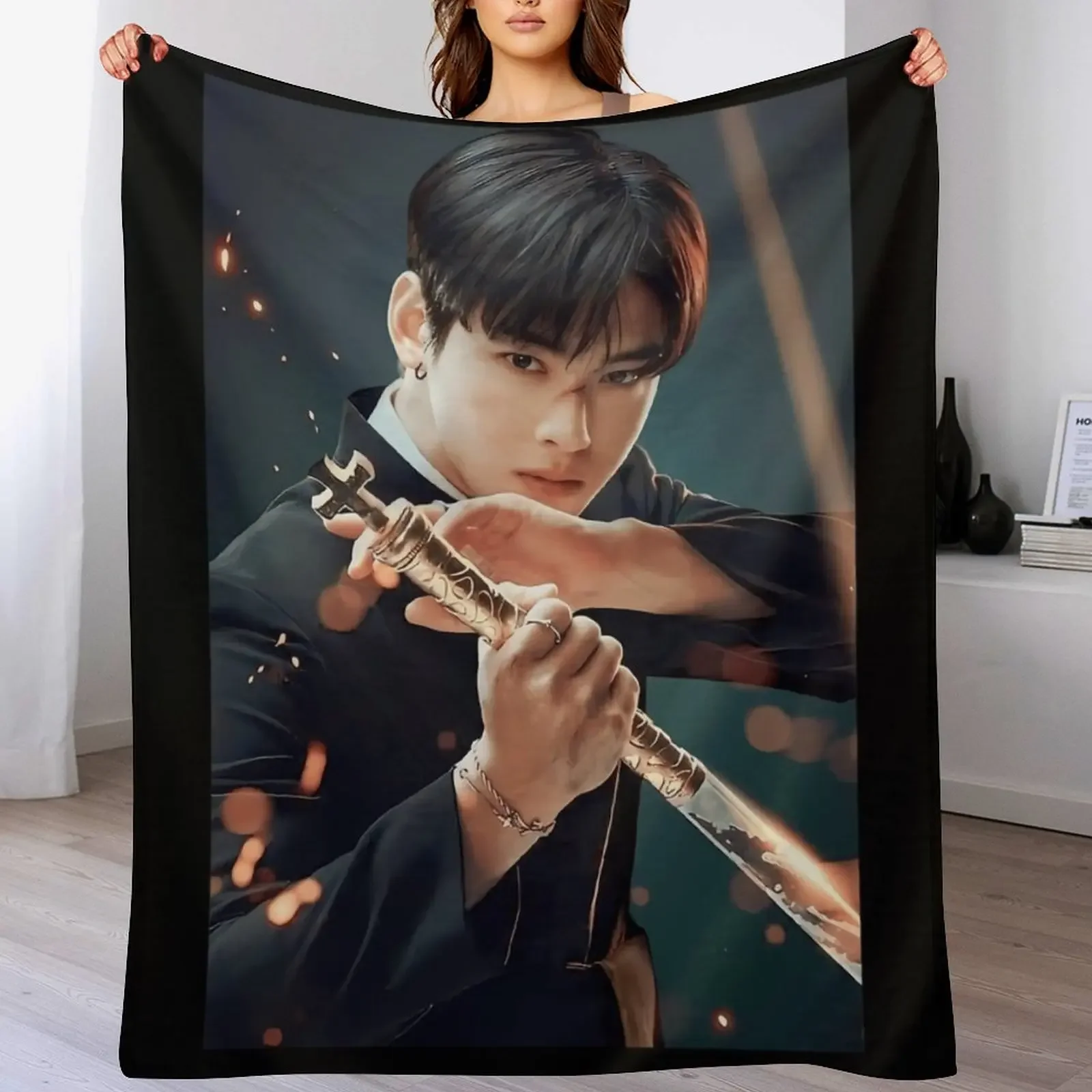 

cha eun woo Throw Blanket Luxury St decorative Loose warm winter Blankets