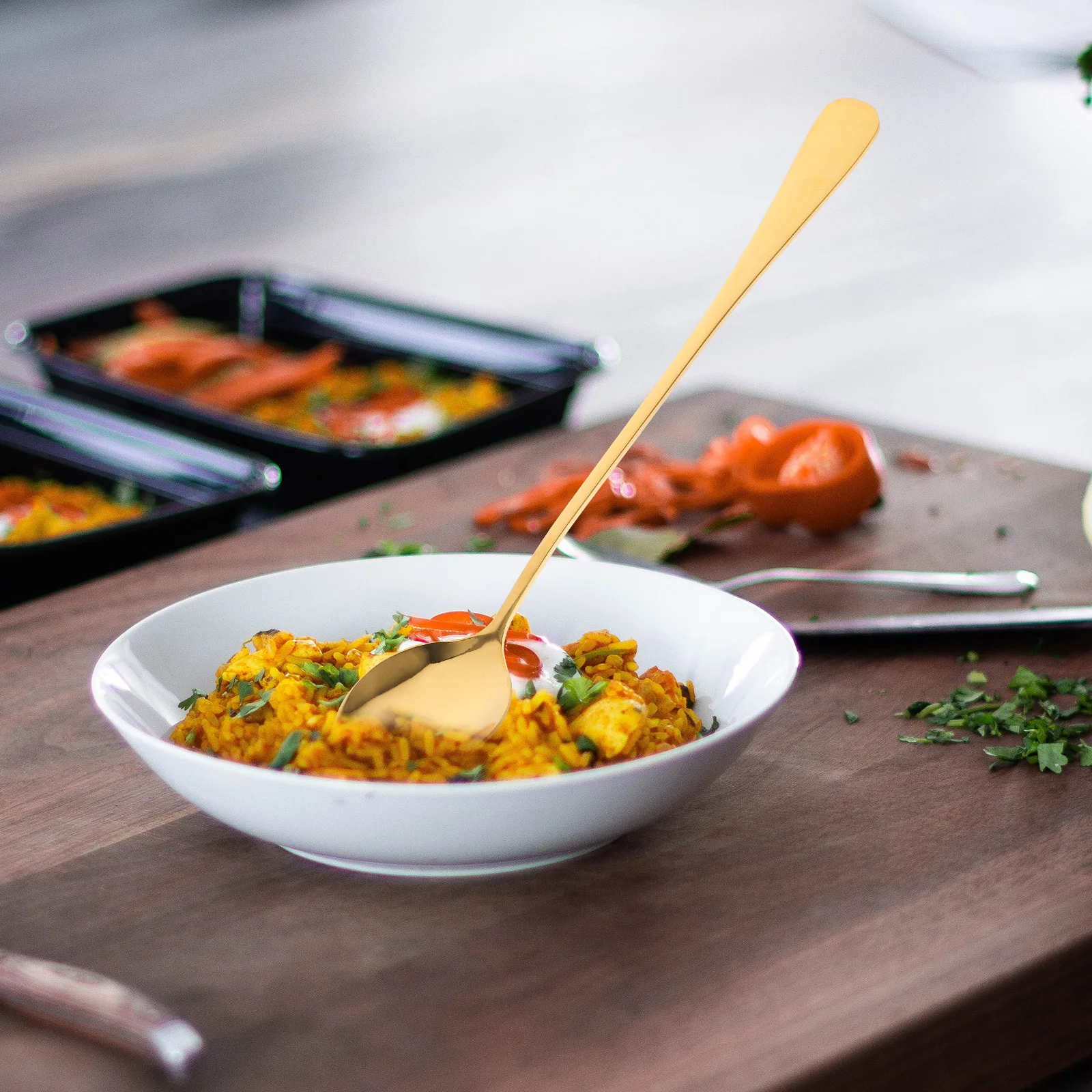 

6pcs Coffee Ice Drink Stirring Spoon Stainless Steel Long Handle Dessert Spoons For Mixing Beverages Pudding Tea Condiments