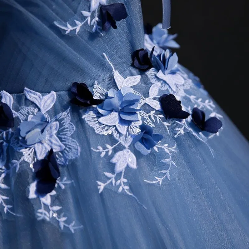 2026 Moda Stand Up Collar Filato colorato Studente Esame d'arte Stage Solo Performance Dress Pong Gonna Host Abito da sera Stile lungo