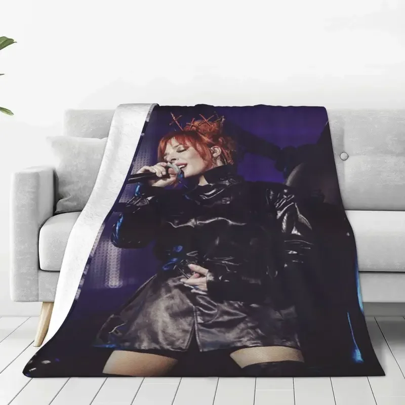 Mylene Farmer French Singer Blankets Flannel Print Portable Lightweight Thin Throw Blanket for Home Bedroom Plush Thin Quilt