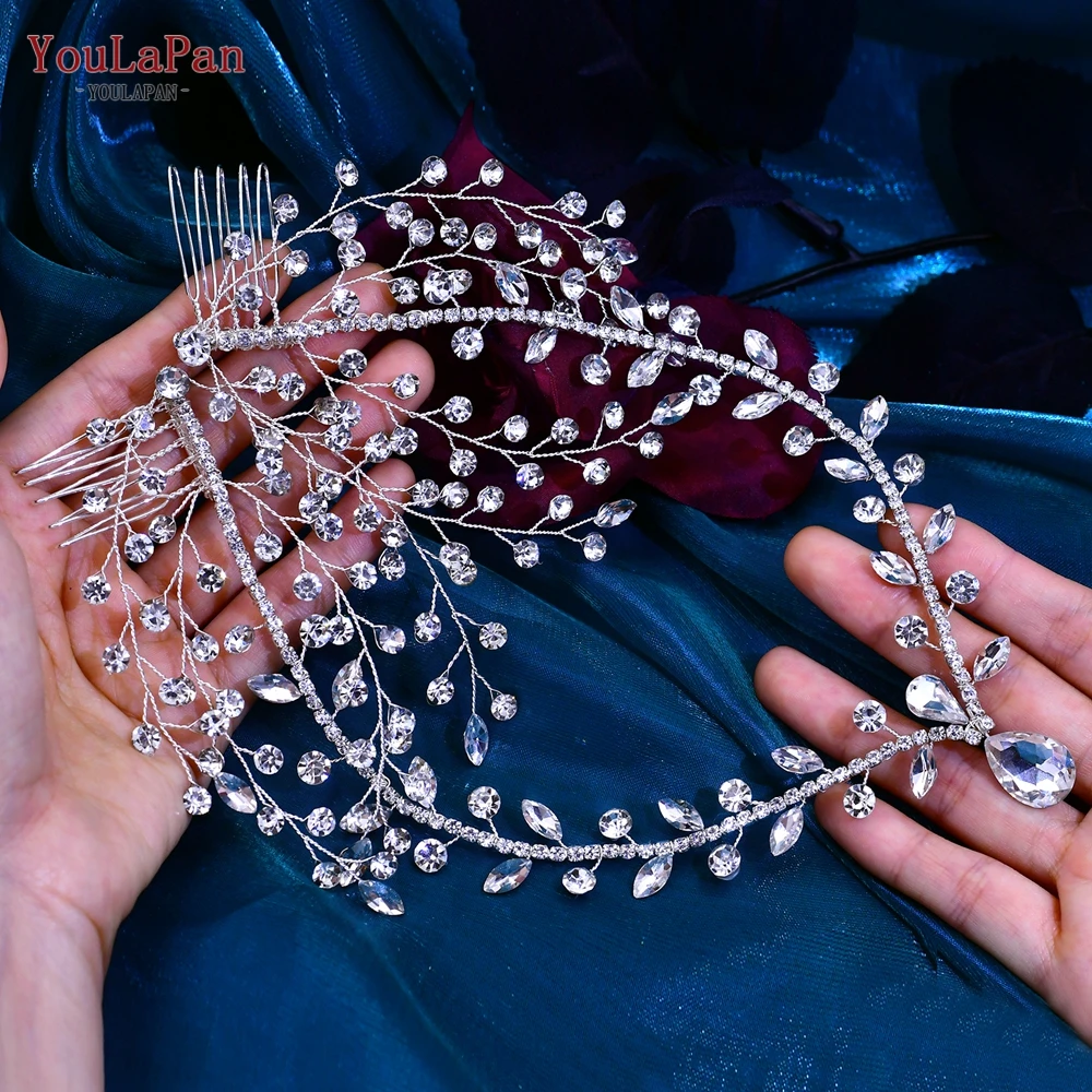 YouLaPan Bridal Forehead Accessories Bride Rhinestone Headband Wedding Hair Comb Handmade Women Headdress For Party HP466 ﻿