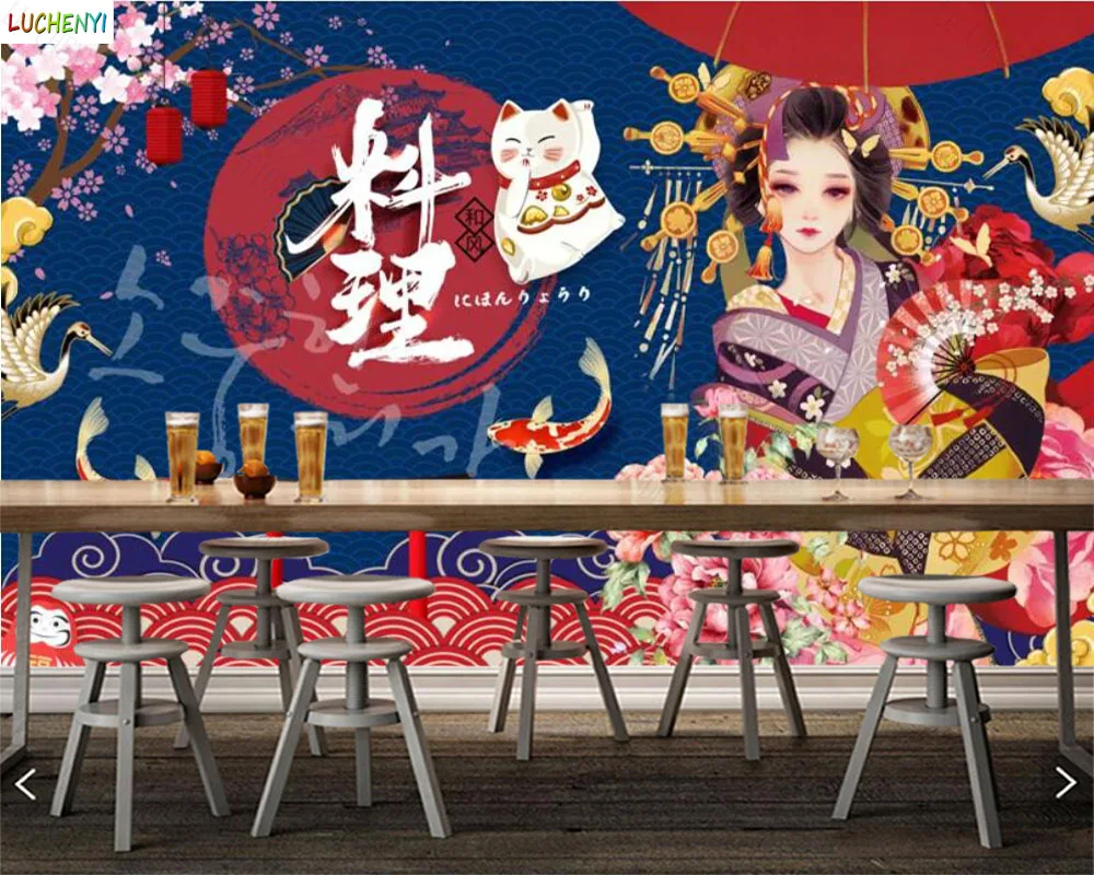 Papel de paredel Japanese sushi restaurant wallpaper Japanese cuisine barbecue restaurant  wall mural  wallpaper home decoration