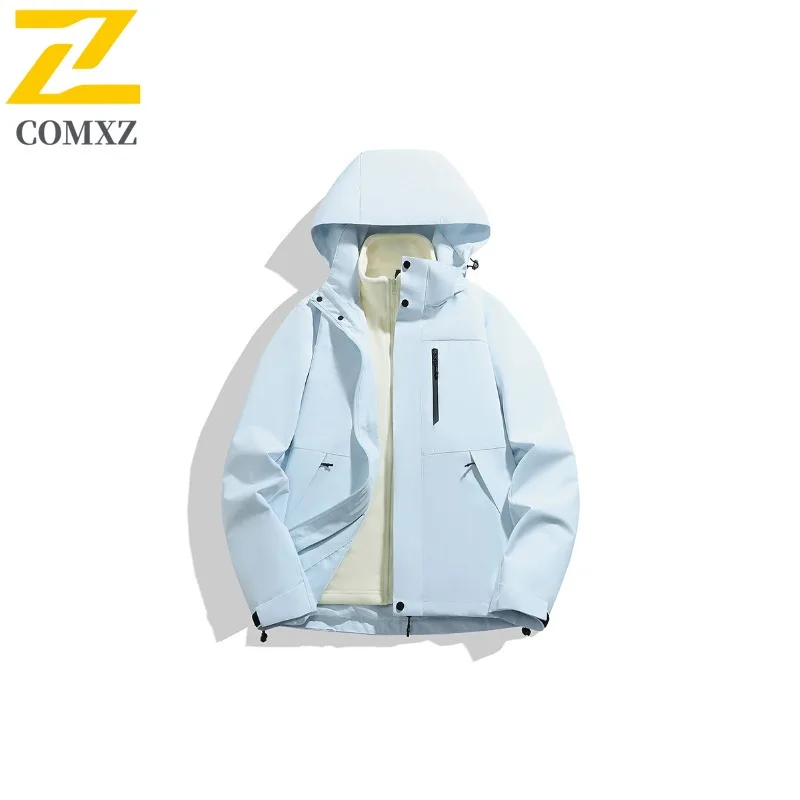 COMXZ الرجال الشتاء سترة جديدة فاخرة متعددة الوظائف في الهواء الطلق السفر ضوء معطف دافئ أنيق مقنعين مريحة الباردة والدليل على سترة واقية #1