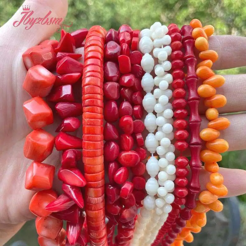 Natural Coral Freeform Stone Beads Spacer For DIY Necklace Bracelets Earring Jewelry Making Strand 15\