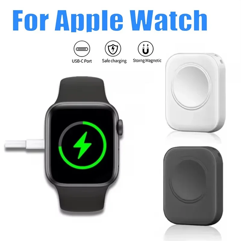 Wireless Watch Charging Dock Dual Interface Design Travel Adapter For Apple Watch Series 10 9 8 7 6 5 4 3 2 1 Home Office Travel