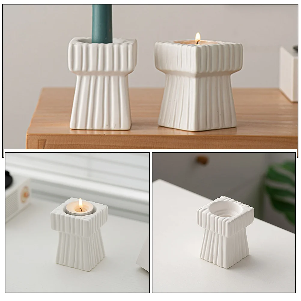 

Square Ceramic Holder for Living Room Tabletop Wedding Decor Dining Centerpiece Pillar Stand Simple Stylish Home