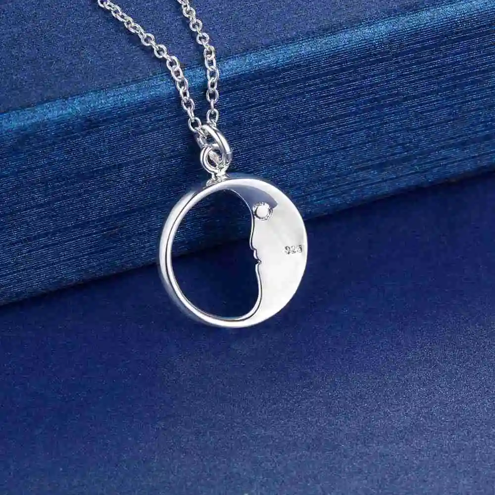 New 925 Sterling Silver Necklace Moon Pendant for Women Wedding Jewelry Luxury Fashion Style Fine Accessories High Quality Gifts