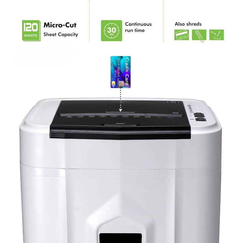 AU120MB 120-Sheet Auto Feed High Security Micro-Cut Paper Shredder / 30 Minutes (White/Black)