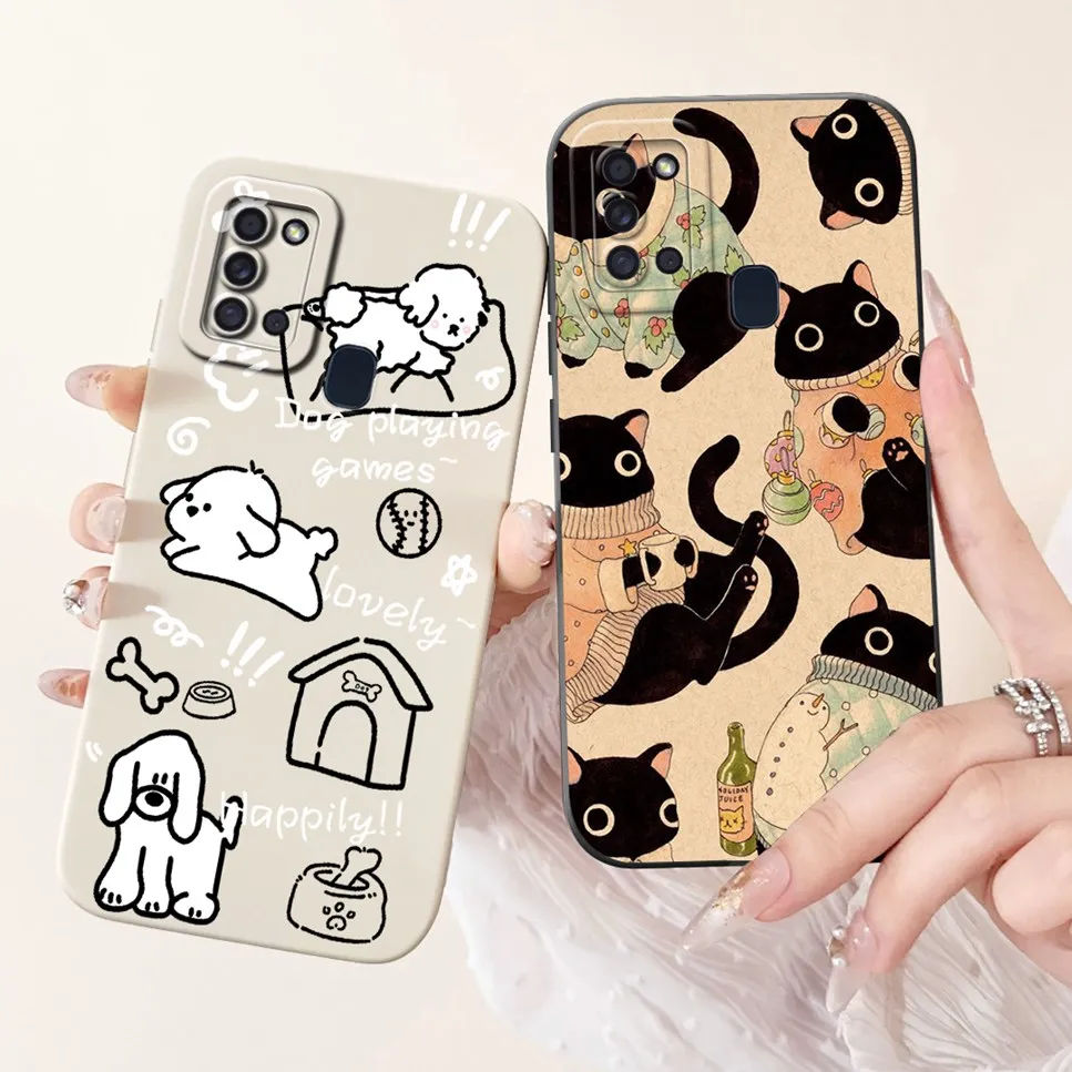 For Samsung A21s Case Fashion Cute Panda Gog Shockproof Silicone Cover For Samsung Galaxy A21s Phone Case A217F Bumper