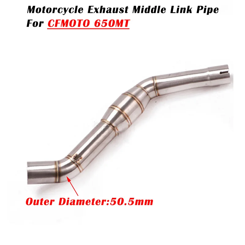 Slip On For CFMOTO 650MT 650 MT Motorcycle Exhaust Escape System Modified Muffler 51mm Middle Link Pipe Stainless Steel Tube