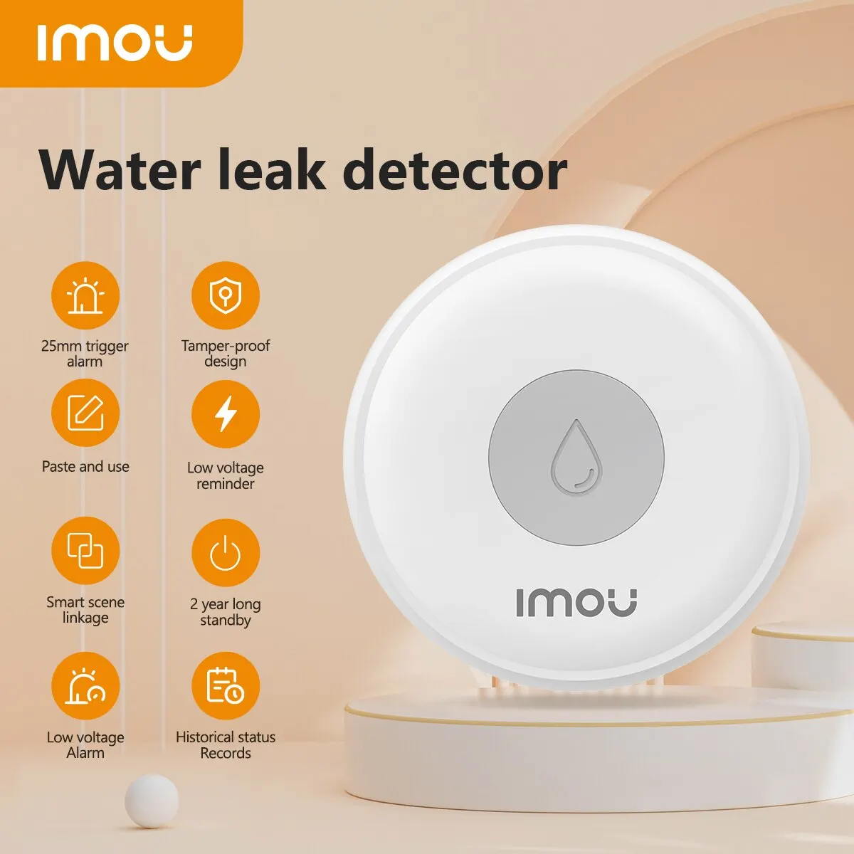 IMOU WiFi Zigbee IP66 Smart Water Leak Sensor Water Immersion Detection Alarm IMOU Life App Monitoring Smart Home Automation