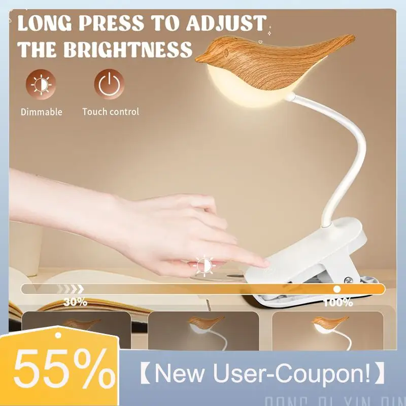 

【 Быстрая доставка】Маленькая птичья лампа, беспроводной ночник с регулируемой яркостью для птиц, перезаряжаемый через USB сенсорный датчик, настольная и настольная лампа