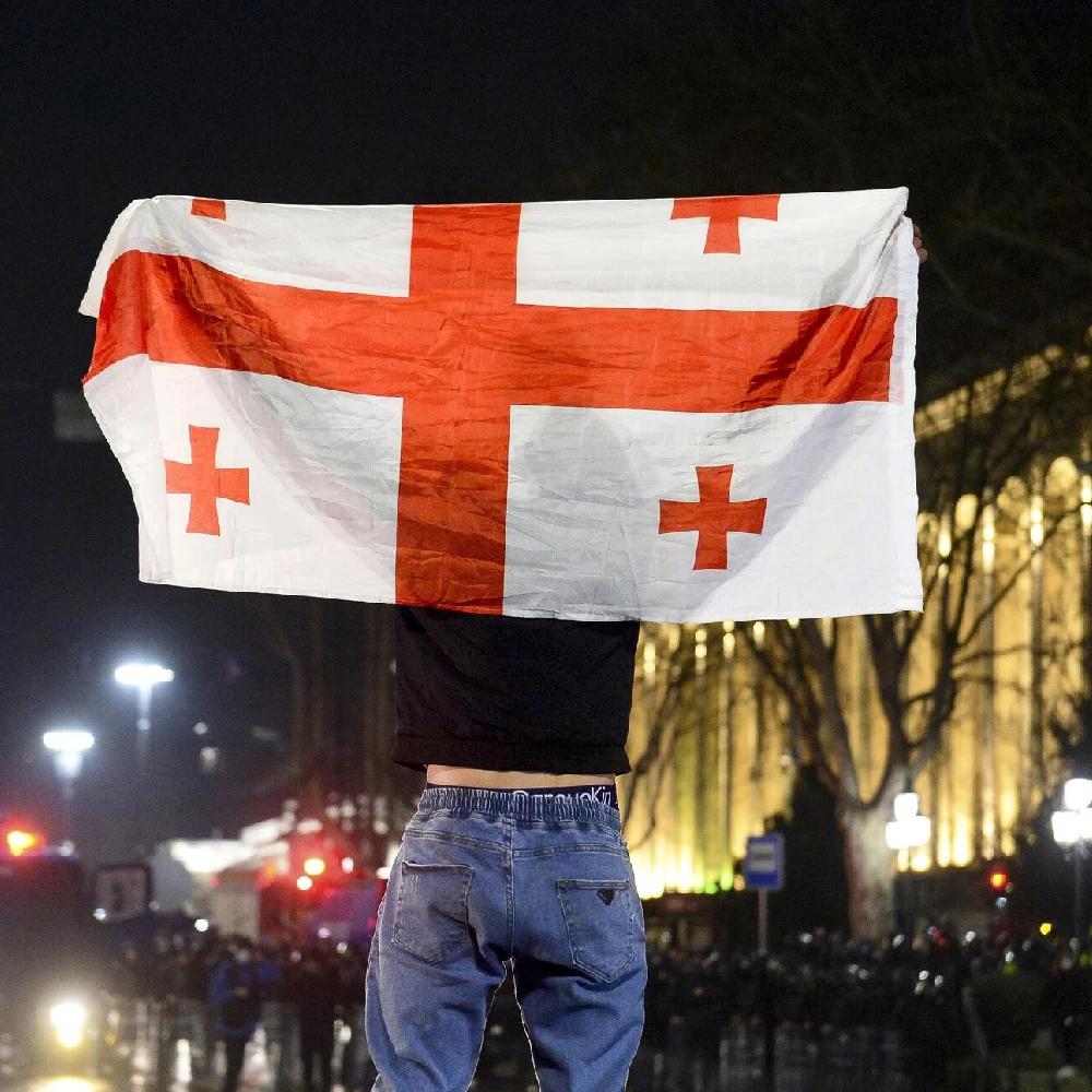 FLAGLINK 90x150 سنتيمتر معلقة البوليستر جيو جي جورجيا العلم للديكور المنزل