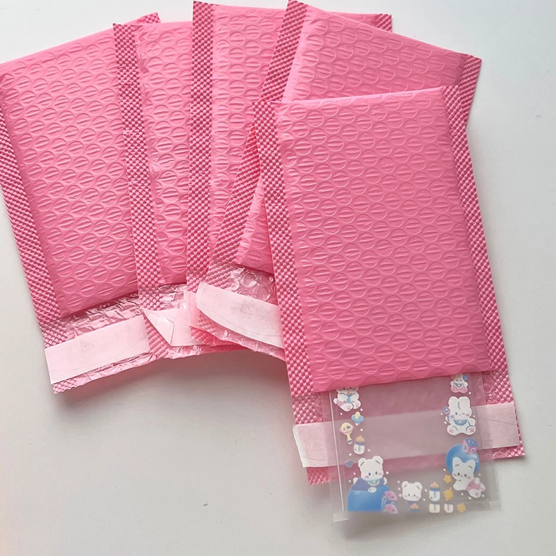 10pcs/Pack Pink Purple Bubble Bag Thicked Express Package Bag Self Adhesive Courier Shipping Mailers Sticker Holder