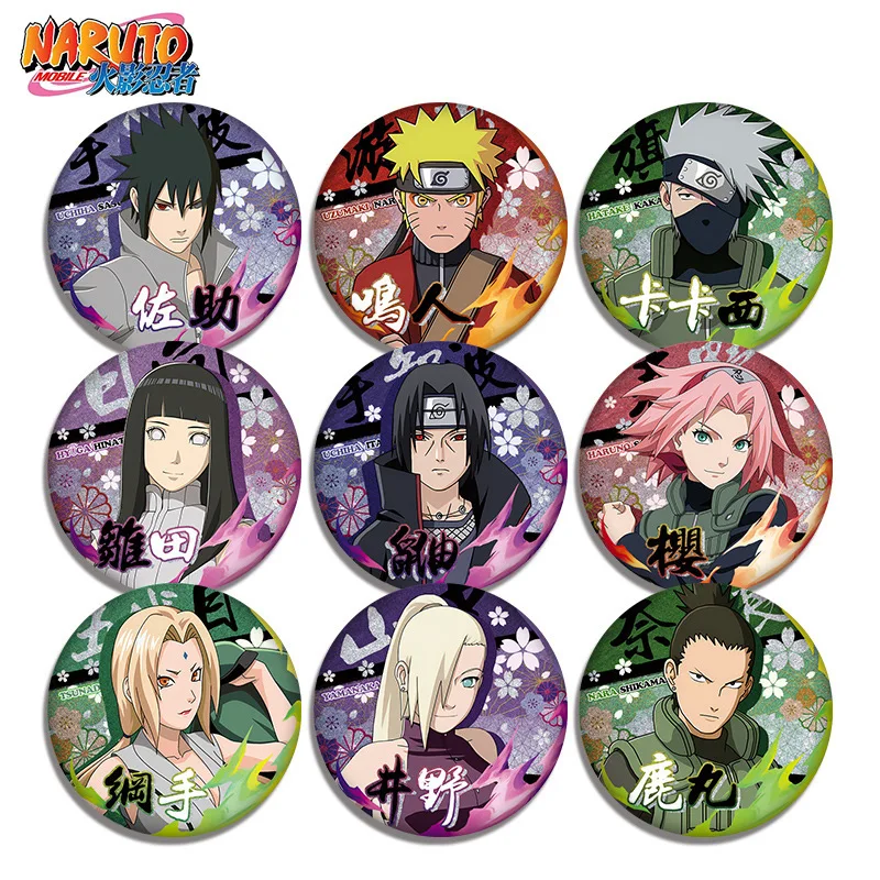 

Naruto 58 Badge Anime Character New Design Sasuke Kakashi Hinata Merchandise Accessories Collection Cosplay Gift