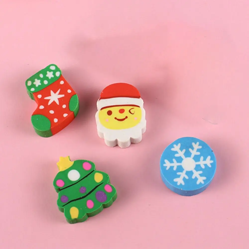 Divertenti gomme da cancellare natalizie babbo natale Kawaii cancelleria premio regalo 3D forma tridimensionale Cartoon Set di gomme natalizie