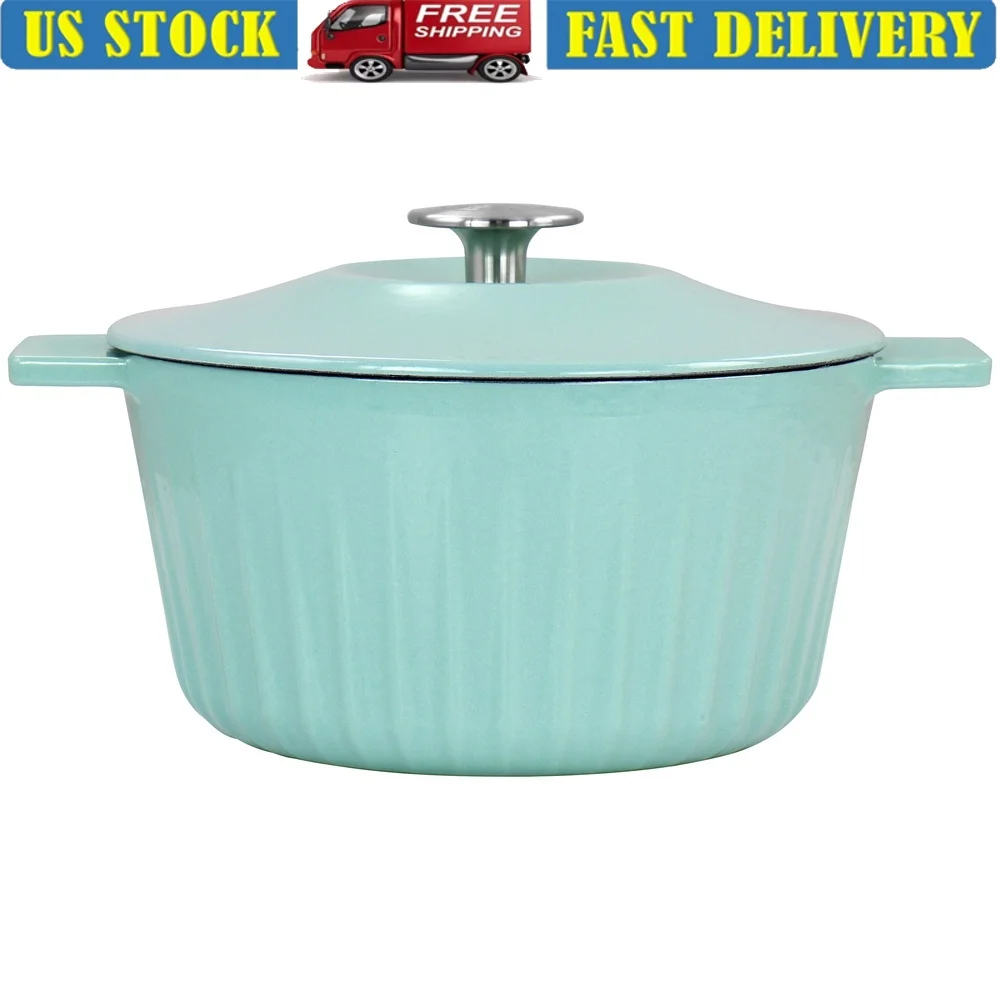 

Enameled Cast Iron 3 Quart Dutch Oven Nonstick with Lid Versatile Cooking Baking Serving Compatible with All Stovetops Easy