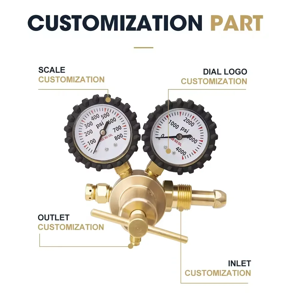 

Регулятор азота высокого давления TIG MIG 0-4000 фунтов на квадратный дюйм/0-800 фунтов на квадратный дюйм с входной соединением CGA580, 1/4-дюймовый штекерный фитинг