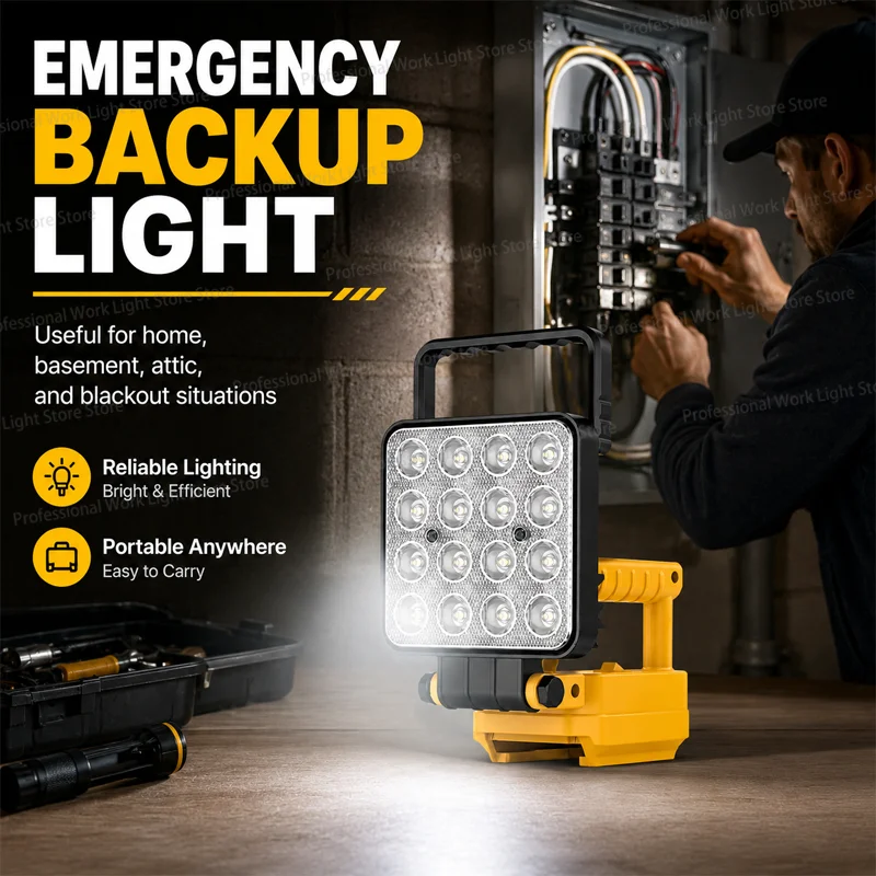 4 in Led Light Portable Spotlights Cordless Outdoor Work Fishing Handheld flashlight Emergency Flood Lamp Fit Dewalt 18V Battery