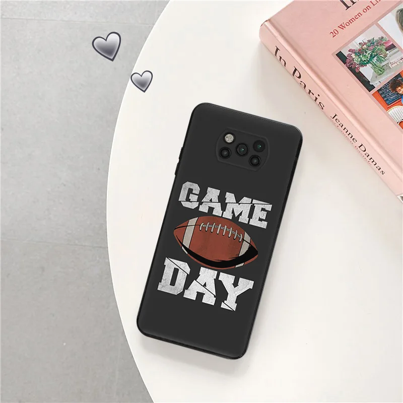 Black Matte Phone Case For Xiaomi Poco C61 M5 M5s X5 Pro 5G C51 C50 C40 X4 X3 F5 M4 M3 F3 GT Soft Girl Tennis God Rugby Cover