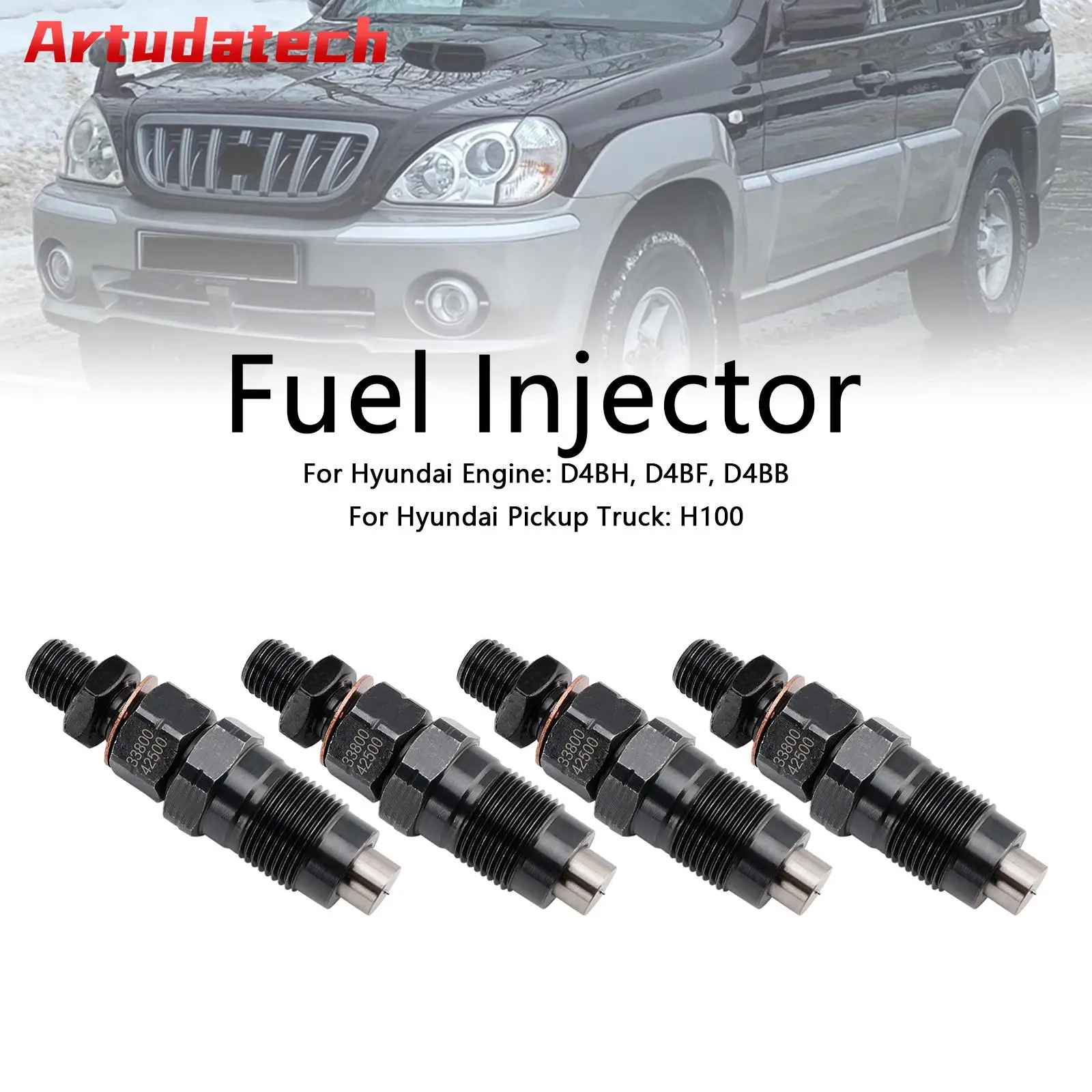 

Artudatech 4 шт. топливная форсунка 33800-42500 подходит для Hyundai D4BH D4BF пикап H100 Minivan H1 автомобильные аксессуары
