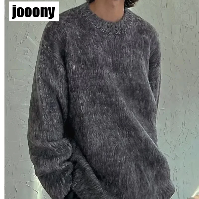 Korean Fashion Pullover Sweater Causal Loose High Street Knitwear Pullovers Male Daily Clothing Autumn Winter Men's Sweaters