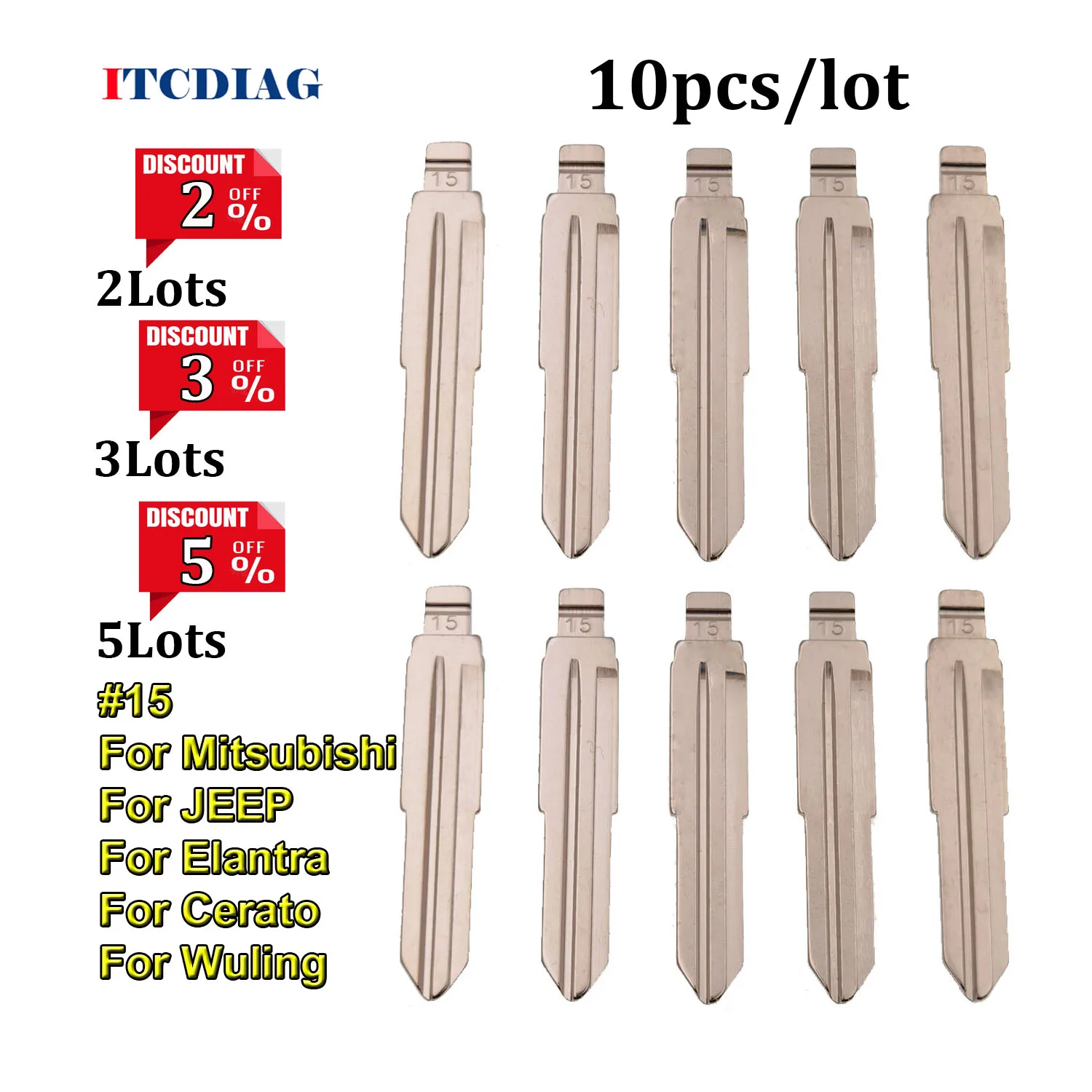 

10pcs/lot #15 15 Car Remote KD VVDI Key Blade Blank for Mitsubishi for JEEP for Great Wall Elantra for Cerato for Wuling