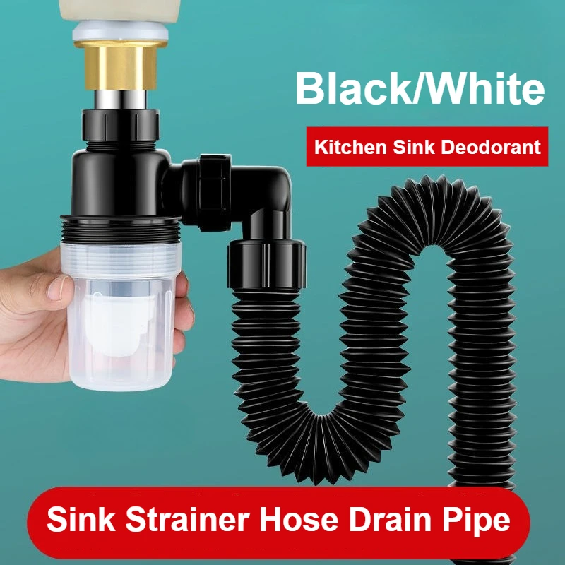 

P-Trap Kitchen Sink Deodorant Set Launch Pipeline Deodorizing Filter Sink Strainer Hose Drain Pipe Kitchen Accessories