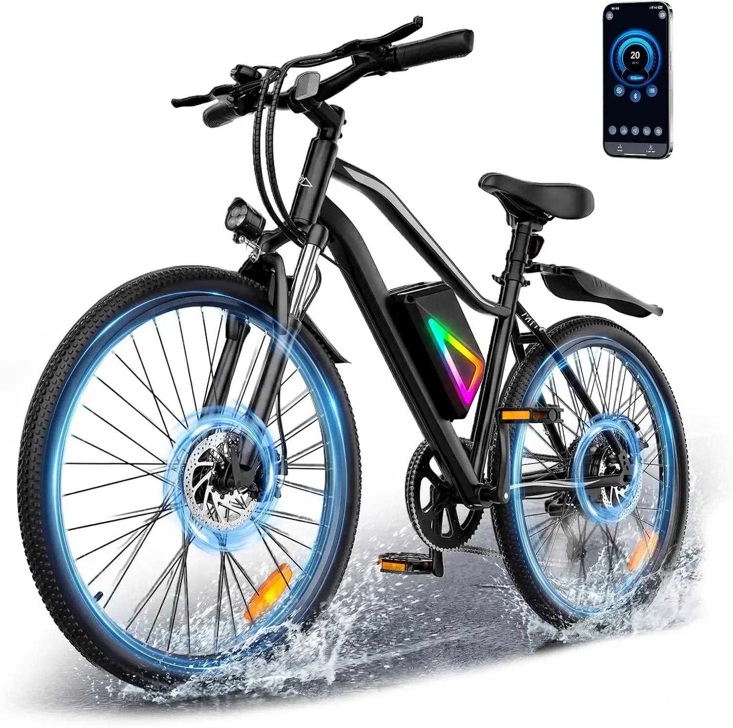 Electric Bike - 750W/1000W/1500W Motor Electric Bicycle, 20MPH, 55/70/80 Miles, Removable Battery, Shock Absorber, 5 Speed E Bik