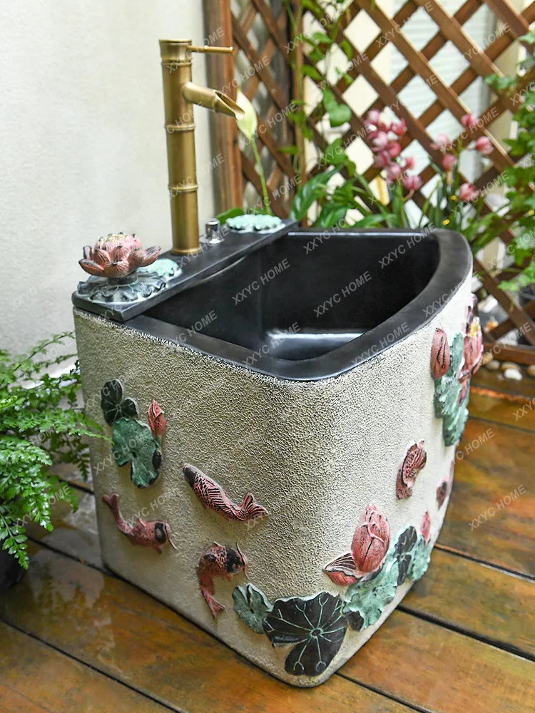 

Outdoor Courtyard Pool Inter-Platform Basin Balcony Garden Wash Basin Bathroom Bathroom Outdoor Yard Floor Integrated Sink