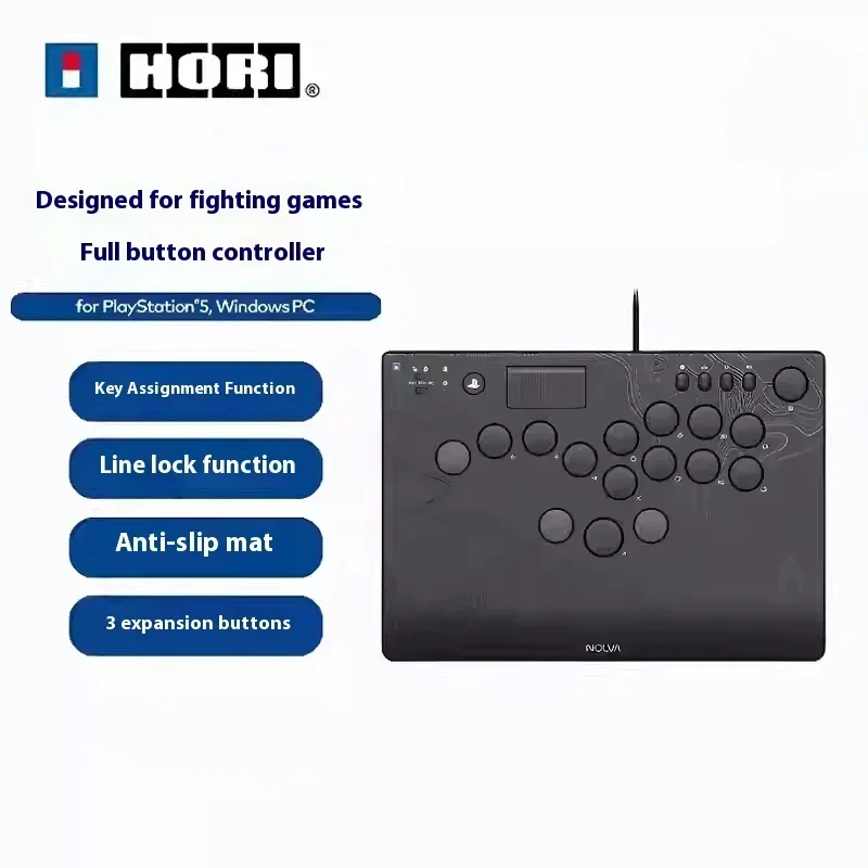 

Механический контроллер HORI NOLVA HitBox с 15 клавишами для боевых игр, индивидуальный аркадный контроллер с полными клавишами для PS5, ПК с Windows